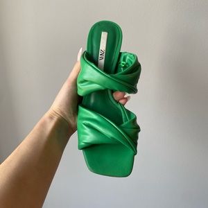 ZARA green mules